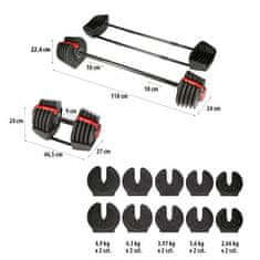 HMS Jednoruční / obouruční variabilní činka SGR40 PRO SET 2v1 40 kg