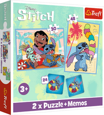 Sada 3v1 Lilo&Stitch Šťastný den (2x puzzle + pexeso) - (2x puzzle + pexeso)