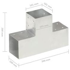 Vidaxl Trámová spojka 4 ks ve tvaru T pozinkovaný kov 101 x 101 mm