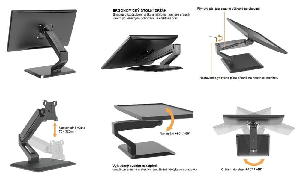 Fiber Mounts Ergonomická podstava monitoru Fiber Mounts FRIOS