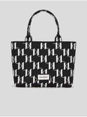 Karl Lagerfeld Bílo-černá dámská vzorovaná kabelka KARL LAGERFELD Monogram Knit UNI