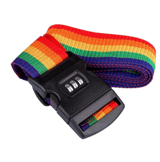 Camerazar Bezpečnostní pás na kufr s heslovou sponou, duhový, polypropylenový nylon, 200 cm