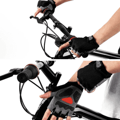 Camerazar Univerzální cyklistické rukavice bez prstů, černá/šedá, prodyšná tkanina, šířka 10 cm