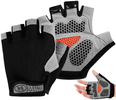 Camerazar Univerzální cyklistické rukavice bez prstů, černá/šedá, prodyšná tkanina, šířka 10 cm