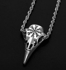 Camerazar Pánský náhrdelník s amuletem lebky, stříbrný, chirurgická ocel, délka 60 cm