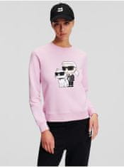 Karl Lagerfeld Světle růžová dámská mikina KARL LAGERFELD Ikonik 2.0 Sweatshirt XL