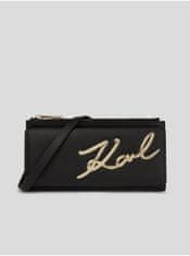 Karl Lagerfeld Černá dámská kožená kabelka KARL LAGERFELD Signature 2.0 Crossbody UNI