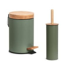 Zeller Koupelnový odpadkový koš z kovu a bambusu, ? 16,8 cm barva olivová