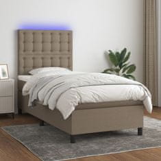 shumee Box spring postel s matrací a LED taupe 100x200 cm textil