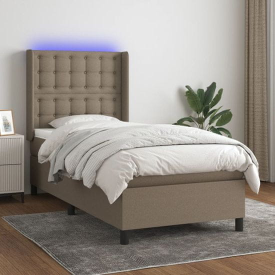 shumee Box spring postel s matrací a LED taupe 100x200 cm textil