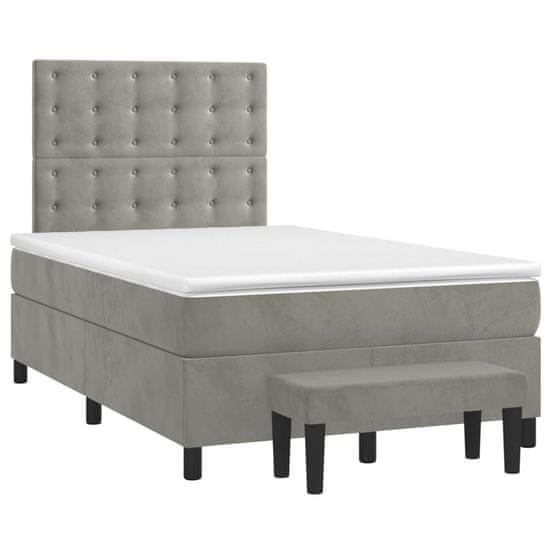 Vidaxl Box spring postel s matrací světle šedá 120x190 cm samet