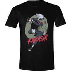 CurePink Pánské tričko Naruto: Bojování s Kakashi (L) černá bavlna