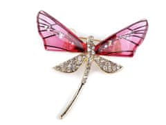 Kraftika 1ks růžová vážka brož s broušenými kamínky vážka, motýl