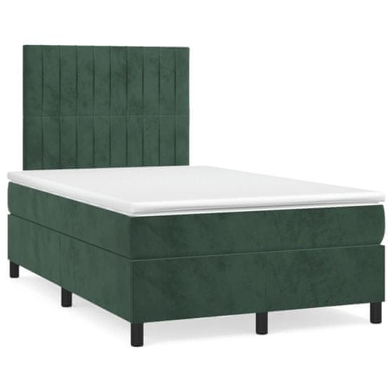 shumee Box spring postel s matrací tmavě zelená 120x190 cm samet