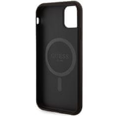 Guess Originální kryt GUESS hardcase 4G Collection Leather Metal Logo MagSafe GUHMN61G4GFRK for Apple iPhone 11/XR , barva černá