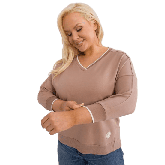 RELEVANCE Dámská halenka asymetrická plus size tmavě béžová RV-BZ-9343.33_407431