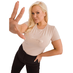 RELEVANCE Dámské tričko plus size béžové RV-TS-9480.85_407466 Univerzální