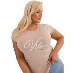 RELEVANCE Dámské tričko s potiskem plus size bavlněné béžové RV-TS-9475.60_407477 Univerzální