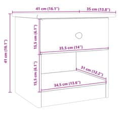 Vidaxl Noční stolek ALTA bílý 41 x 35 x 41 cm masivní borové dřevo