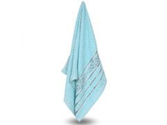 sarcia.eu Modrý bavlněný ručník s ozdobnou výšivkou, šedá výšivka 48x100 cm 1