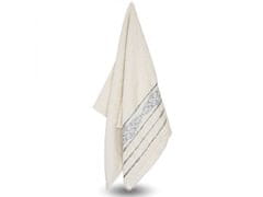sarcia.eu Krémová bavlněná osuška s ozdobnou výšivkou, šedá výšivka 48x100 cm 1