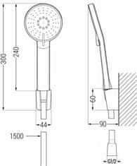 Mexen R40 royo vanová baterie se sprchou set, černá (7223R40-70)