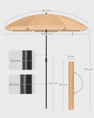 Songmics Plážový slunečník 160 cm béžový