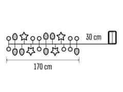 LAALU.cz Vánoční světelný řetěz s OZDOBAMI 1,7 m