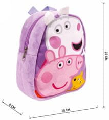 CurePink Dětský plyšový batoh Peppa Pig|Prasátko Peppa: Přátelé (objem 3 litry|18 x 22 x 8 cm)