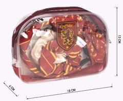 CurePink Doplňky do vlasů v kosmetické tašce Harry Potter: Nebelvír (set 4 kusů|gumičky a čelenky)