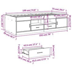 Vidaxl Válenda se zásuvkami bez matrace bílá 75 x 190 cm