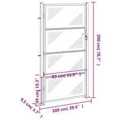 Vidaxl Zahradní branka 100 x 200 cm nerezová ocel