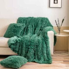 Inny Přehoz na postel YETI 150x200 chlupatá texturovaná deka zelená láhev