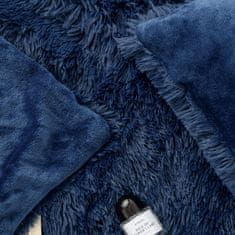 Inny Přehoz na postel YETI 150x200 chlupatá vlněná deka s texturou tmavě modrá