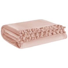 Inny Přehoz na postel Pompie 150x200 pudrově růžový s bambulkami