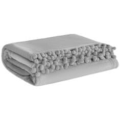 Inny Přehoz na postel Pompie 150x200 šedý s bambulkami