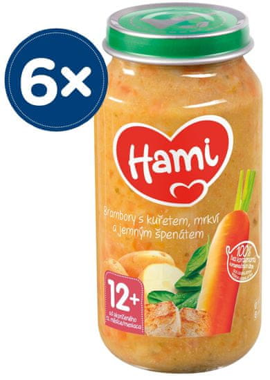 Hami Brambory s kuřetem, mrkví a jemným špenátem 6 x 250 g