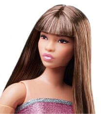 Mattel Barbie Looks Brunetka v růžových mini šatech HRM16