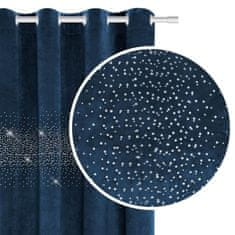 Inny Záclona připravená na očka Shiny 140x250 velur s krystaly navy blue