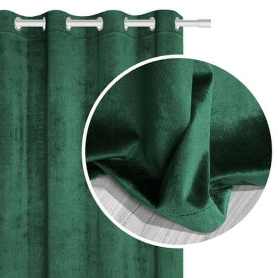 Inny Záclona připravená na očka VELVET SOFT 140x250 velur bottle green