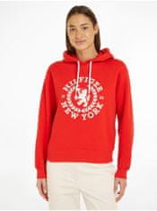 Tommy Hilfiger Červená dámská mikina s kapucí Tommy Hilfiger Crest Hoodie M