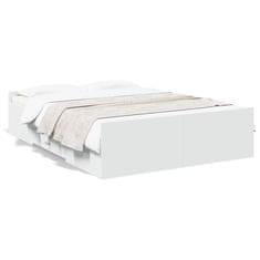 shumee Rám postele se zásuvkami bílý 140 x 190 cm kompozitní dřevo