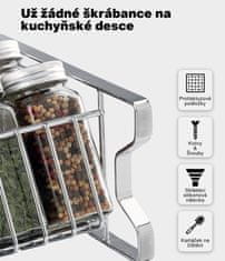 Deco Haus Skleněné dózy na koření a Stojan na kořenky s kořenkami, Třípatrový kovový Stojan na kořenky, Sada kořenek 24ks, 120 ml | DECOHAUS SPICE RACK AND SPICE JAR CHROM