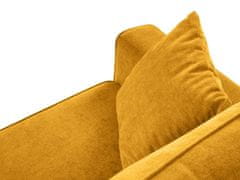 Intesi rozkládací Rohová sedací souprava Fano Žlutá strukturovaná látka Pravá barva nohou zlatá