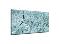 Glasdekor Nástěnné hodiny tráva šedozelená 30x60cm - Materiál: kalené sklo