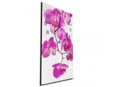 Glasdekor Nástěnné hodiny větev fialová orchidej 30x60cm - Materiál: kalené sklo