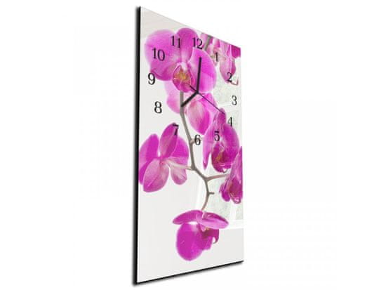 Glasdekor Nástěnné hodiny větev fialová orchidej 30x60cm