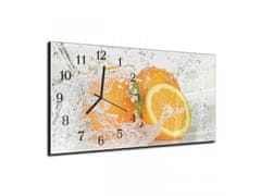 Glasdekor Nástěnné hodiny pomeranče ve vodě 30x60cm - Materiál: plexi