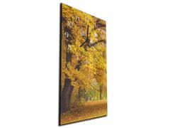 Glasdekor Nástěnné hodiny podzim strom v parku 30x60cm - Materiál: kalené sklo