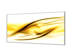 Glasdekor Ochranná deska žluto zlatý abstrakt vlna - Ochranná deska: 60x80cm, Lepení na zeď: S lepením na zeď